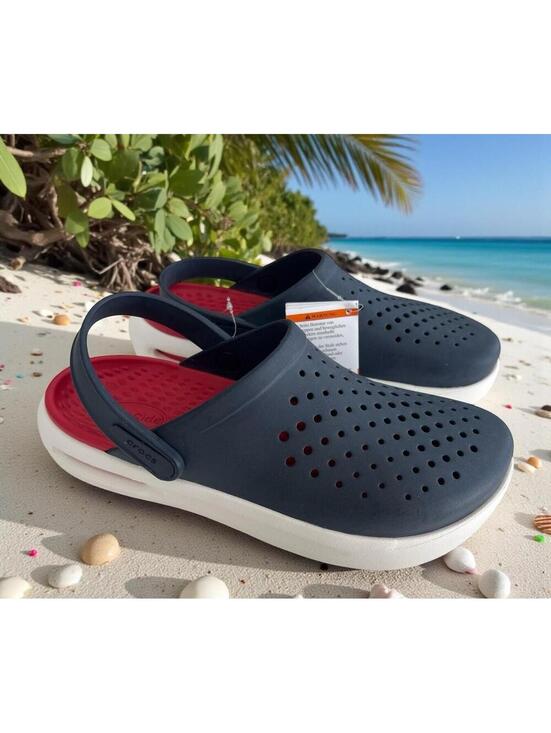 CROCS Other - Crocs Inmotion Clogs Men's 8 Womens 10 Navy Blue White Red